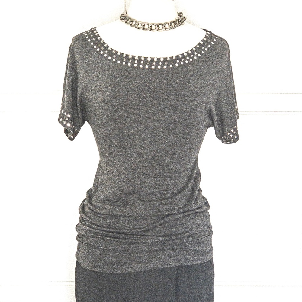 Gray Embellished T-Shirt